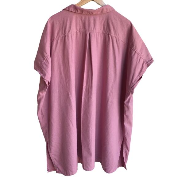 Ellos Rose Colored Linen Blend Summer Button Up Top size 26/28 - Picture 2 of 8